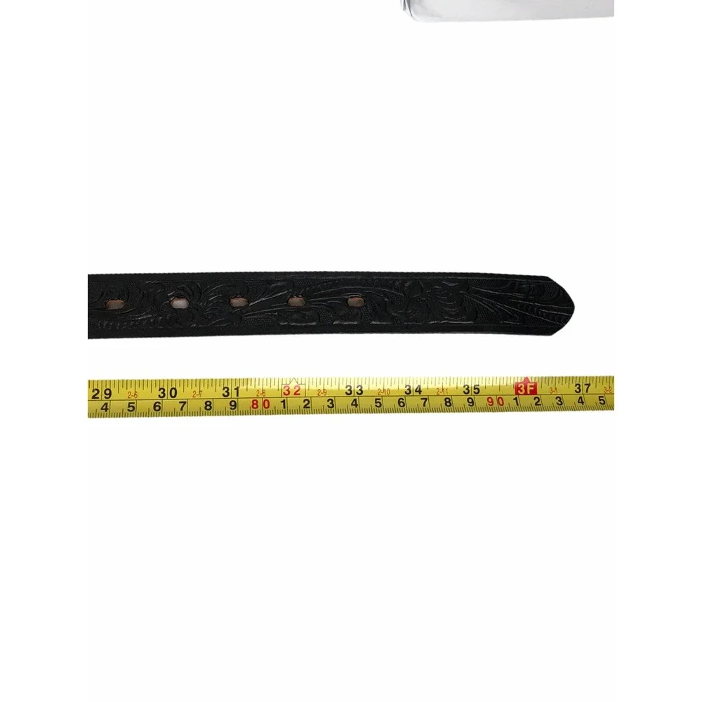 Justin Kids Champion Black Tooled Belt 811BK Black Top Grain Cowhide Made in USA